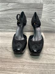 Gucci Black Leather & Suede Platform Mary Jane Heels Size 11